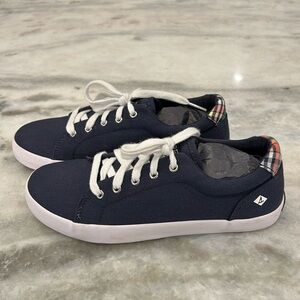 New, never worn, Sperry canvas lace up shoes - Navy